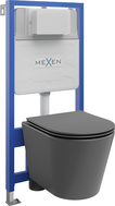 Mexen Rico podomítková WC sada rám Fenix Slim s WC mísou a pomalu sklopnou deskou, tmavě šedý mat - 61030724071
