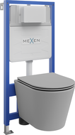 Mexen sada podomítkový WC rám Fenix Slim s WC mísou Rico a pomalu uzavíratelným sedátkem, světle šedý mat - 61030724061
