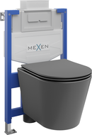 Mexen Rico podomítkový WC set rám Fenix XS-U s WC mísou a pomalu klesající deskou, tmavě šedá matná - 68530724071