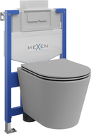 Mexen Rico sada podomítkového WC rám Fenix XS-U s WC mísou a pomalu padajícím sedátkem, světle šedý mat - 68530724061
