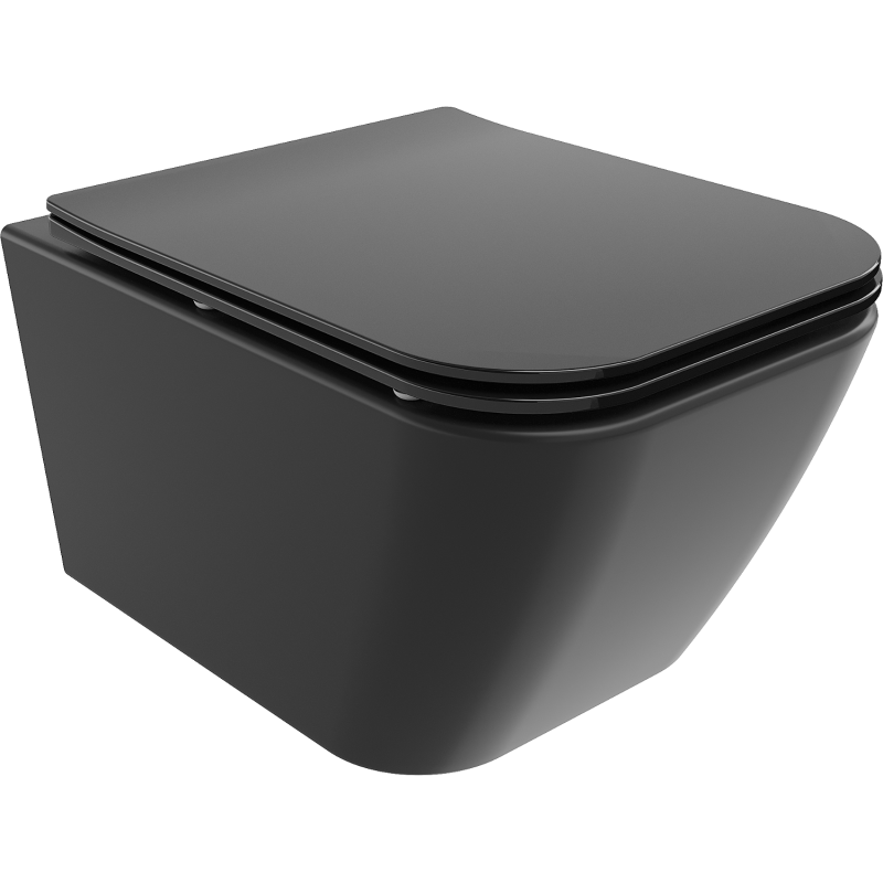 Mexen Madox WC mísa Rimless s deskou zpomaleným sklápěním slim, duroplast, černá mat - 30154070