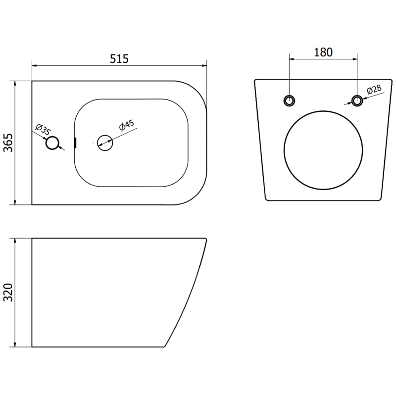 Mexen Madox bidet závěsný, bílý - 35155100