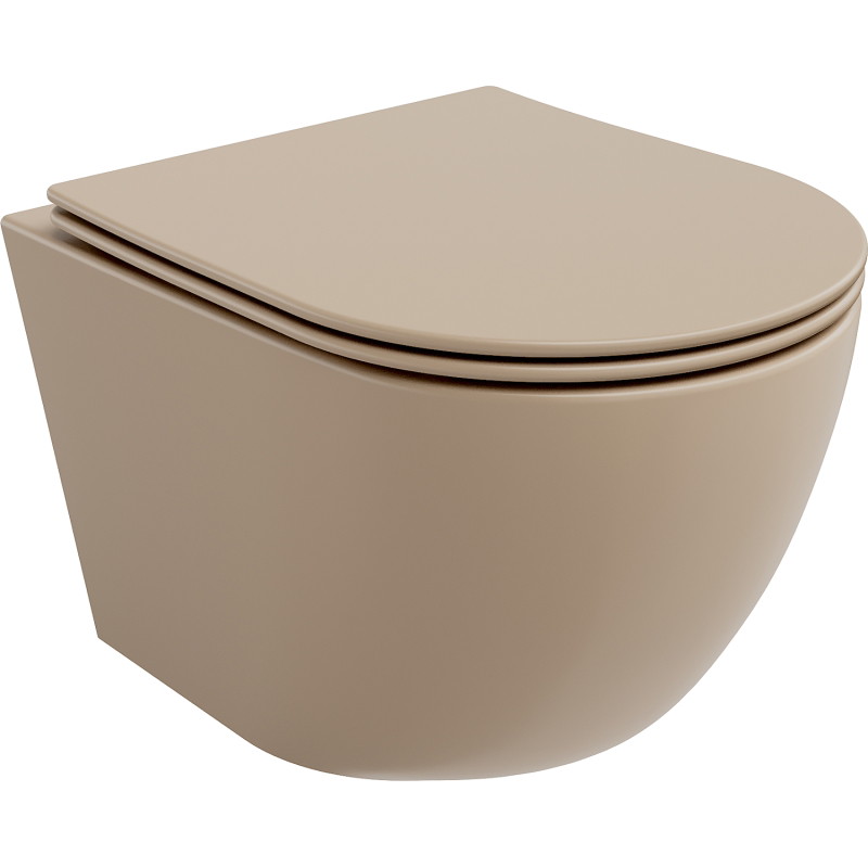 Mexen Lena wc mísa Rimless s pomalu klesající deskou slim, duroplast, matná cappuccino - 30224064