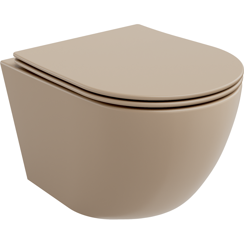 Mexen Lena WC mísa Rimless s pomalu sklopným sedátkem slim, duroplast, cappuccino mat - 30224064