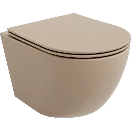 Mexen Lena WC mísa Rimless s deskou pomalu uzavíratelnou slim, duroplast, cappuccino mat - 30224064