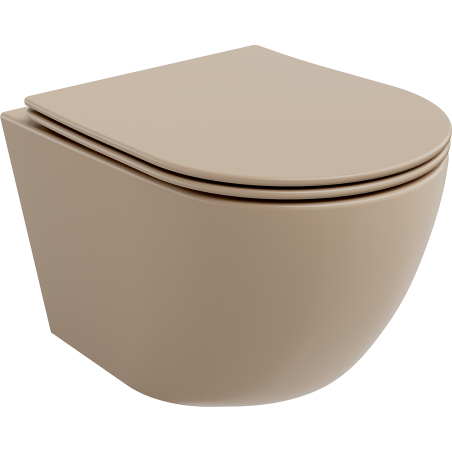 Mexen Lena WC mísa Rimless s pomalu sklopným sedátkem slim, duroplast, cappuccino mat - 30224064