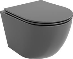 Mexen Lena WC mísa Rimless s pomalu sklápěcí tenkým prkénkem, duroplast, tmavě šedý mat - 30224071