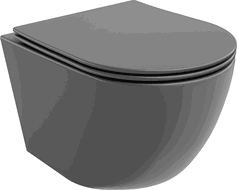 Mexen Lena WC mísa Rimless s pomalu sklápějícím tenkým sedátkem, duroplast, tmavě šedá mat - 30224071