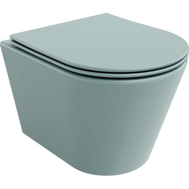 Mexen Rico WC mísa Rimless s pomalu klesající deskou slim, duroplast, světle zelená mat - 30724048