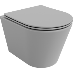 Mexen Rico WC mísa Rimless s pomalu padající deskou slim, duroplast, Světle matová šedá - 30724061