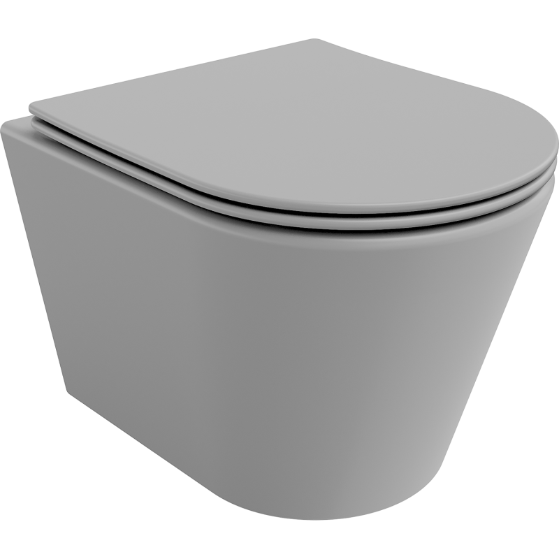 Mexen Rico WC mísa Rimless s pomalu padající deskou slim, duroplast, Světle matová šedá - 30724061