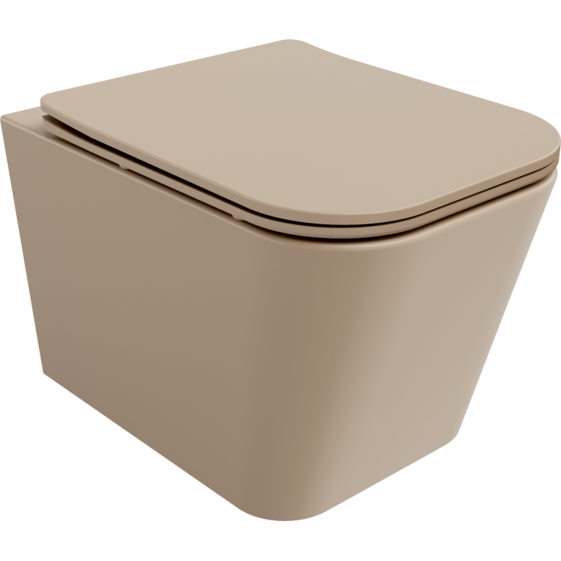 Mexen Teo WC mísa Rimless s pomalu sklopným slim sedátkem, duroplast, cappuccino mat - 30854064