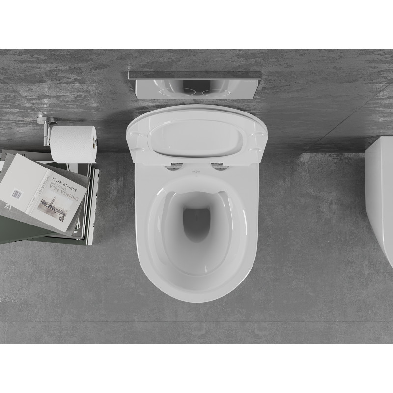 Mexen Lena WC mísa Rimless s pomalu sklápějícím sedátkem slim, duroplast, bílý lesk - 30224000
