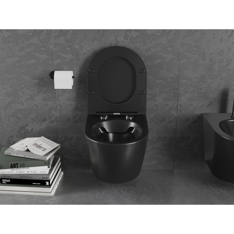 Mexen Lena WC mísa Rimless, černá mat - 3322XX85