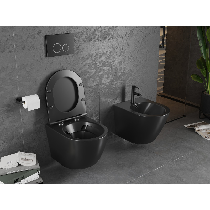 Mexen Lena WC mísa Rimless, černá mat - 3322XX85