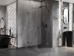 Mexen Lunar T sprchový kout pravý výklopný 80 x 80 cm, transparentní, gun metal - 834T-080-080-95-00-P