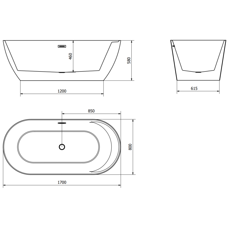 Mexen Laura volně stojící vana 170 x 80 cm, bílá - 53401708000