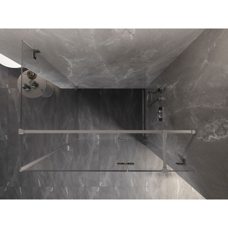 Mexen Lunar T sprchový kout s otevíracími dveřmi vpravo 80 x 100 cm, čirý, kartáčovaný nikl - 834T-080-100-97-00-P