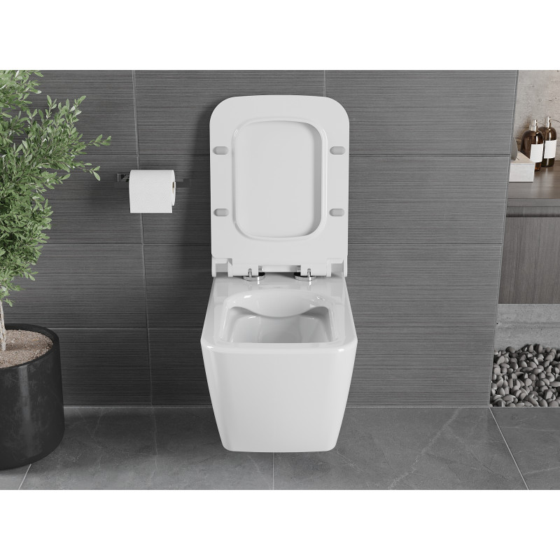 Mexen Vega WC mísa Rimless s pomalu sklopným sedátkem slim, duroplast, bílý lesk - 30654000