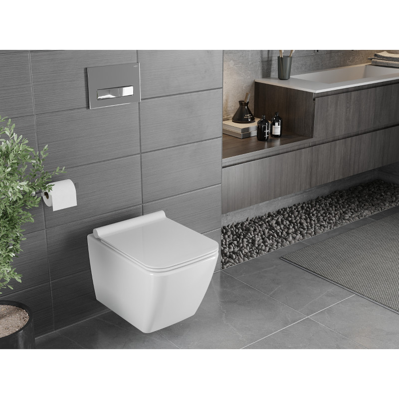 Mexen Vega WC mísa Rimless s pomalu sklopným sedátkem slim, duroplast, bílý lesk - 30654000