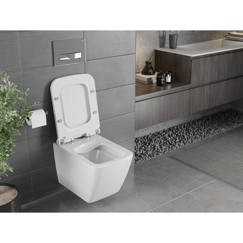 Mexen Vega WC mísa Rimless s pomalu sklopným sedátkem slim, duroplast, bílý lesk - 30654000