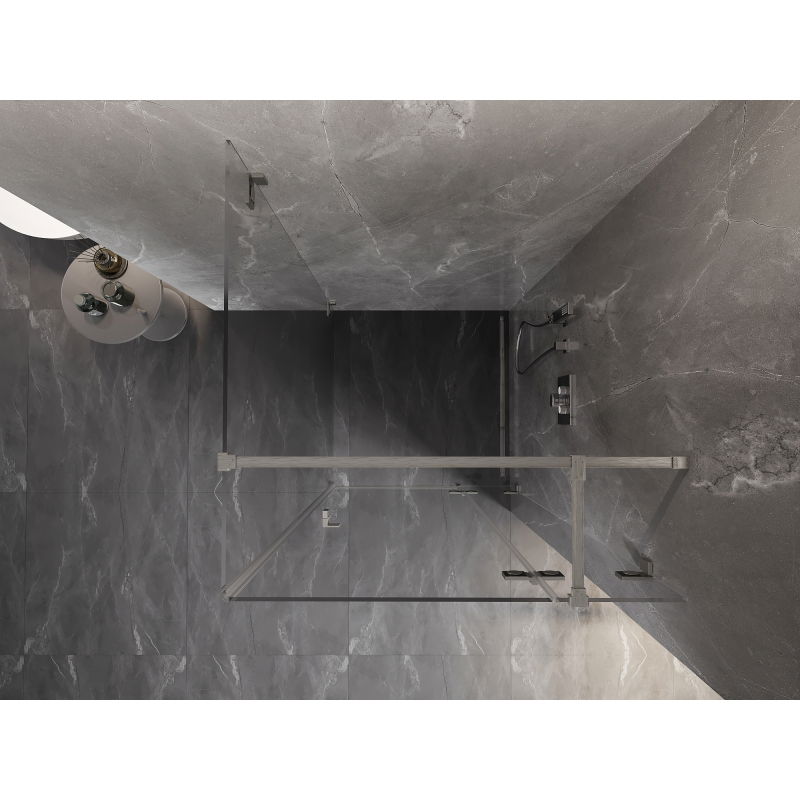 Mexen Lunar T sprchový kout s otevíracími pravými dveřmi 90 x 90 cm, průhledný, kartáčovaný nikl - 834T-090-090-97-00-P