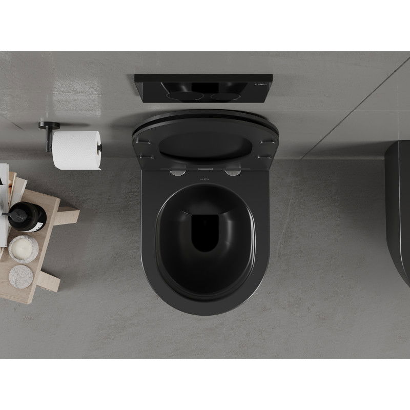 Mexen Carmen miska wc bezokrajová s deskou pomalu padající slim, duroplast, černá mat - 30881085