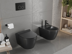 Mexen Carmen WC mísa bezokrajová s pomalu uzavíratelným sedátkem slim, duroplast, černá mat - 30880185