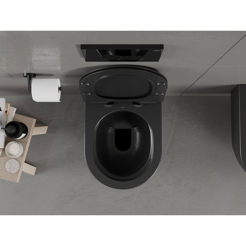Mexen Carmen WC mísa bezokrajová s pomalu uzavíratelným sedátkem slim, duroplast, černá mat - 30880185