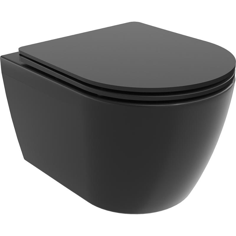 Mexen Carmen miska wc bezokrajová s deskou pomalu padající slim, duroplast, černá mat - 30881085