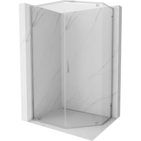 Mexen Exo-R pětiúhelníkový sprchový kout s otevíracími dveřmi 100 x 80 cm, transparentní, chrom - 812-100-080-01-00