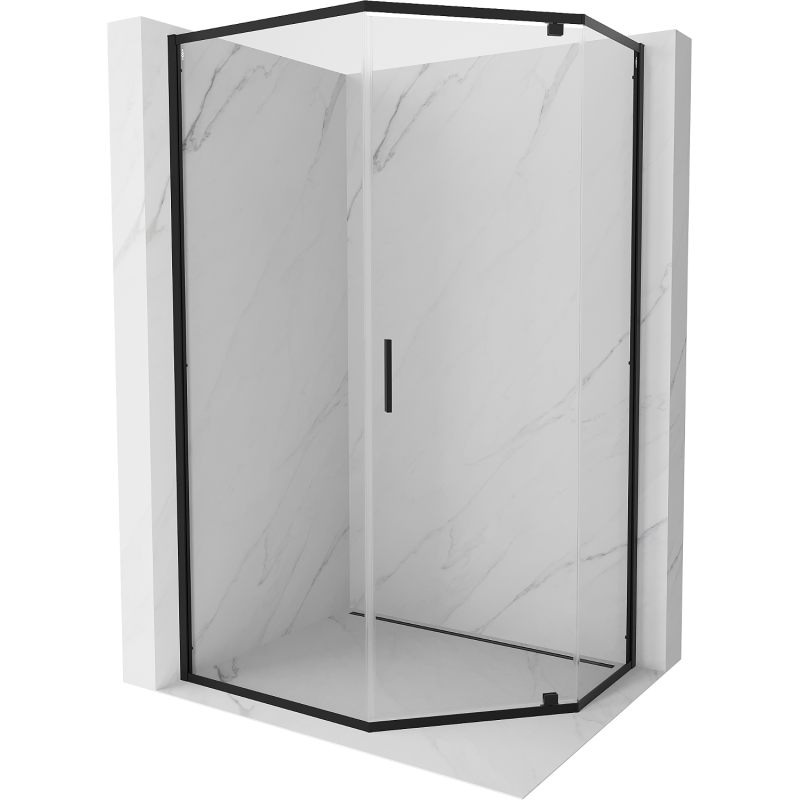 Mexen Exo pětiúhelníkový sprchový kout s otočnými dveřmi 90 x 80 cm, transparentní, černý - 812-090-080-70-00