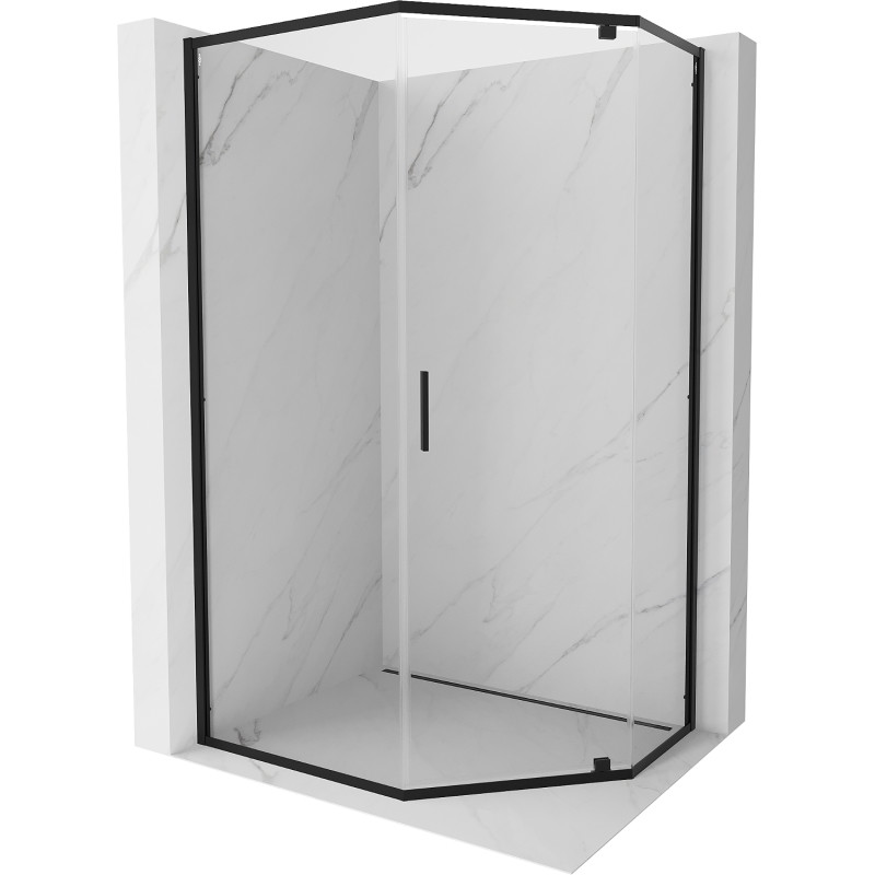 Mexen Exo-R pětiúhelníkový sprchový kout s otočnými dveřmi 90 x 80 cm, transparentní, černý - 812-090-080-70-00