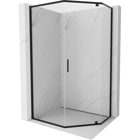Mexen Exo-R pětiúhelníkový sprchový kout s otočnými dveřmi 90 x 80 cm, transparentní, černý - 812-090-080-70-00
