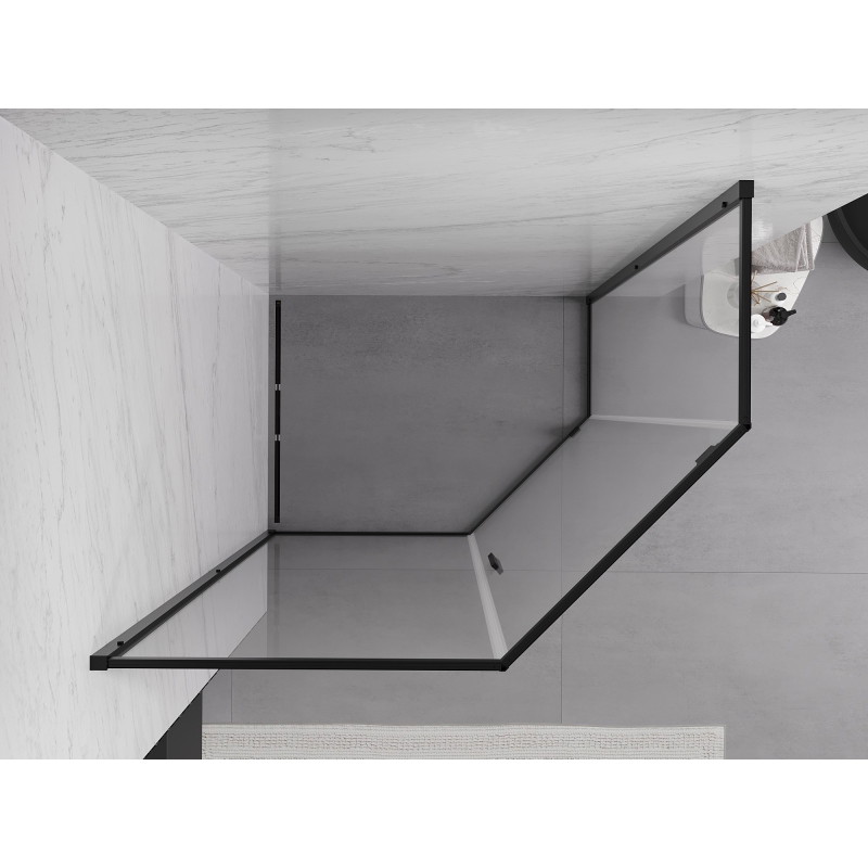 Mexen Exo-R pětiúhelníková sprchová kabina s otočnými dveřmi 100 x 80 cm, transparentní, černá - 812-100-080-70-00
