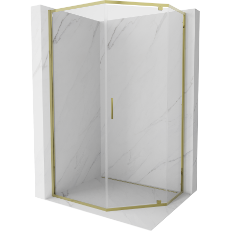 Mexen Exo-R pentagonální sprchový kout s otevíracími dveřmi 100 x 80 cm, transparentní, zlatý - 812-100-080-50-00