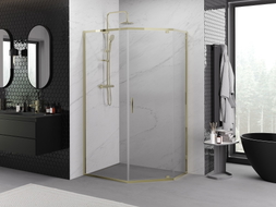 Mexen Exo-R sprchový kout pětistěnný s otevíracími dveřmi 100 x 90 cm, transparentní, zlatý - 812-100-090-50-00