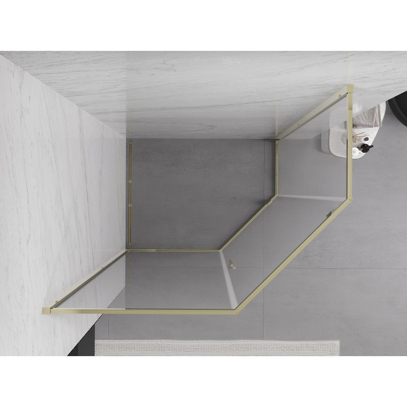 Mexen Exo pětistranná sprchová kabina s otočnými dveřmi 100 x 90 cm, transparentní, zlatá - 812-100-090-50-00