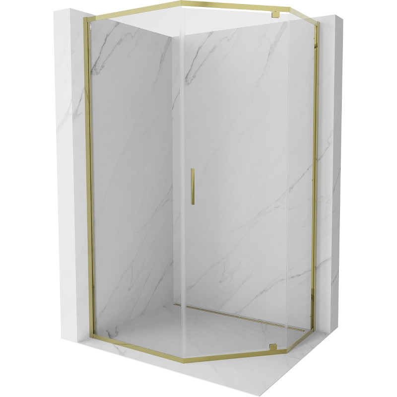 Mexen Exo-R sprchový kout pětistěnný s otevíracími dveřmi 100 x 90 cm, transparentní, zlatý - 812-100-090-50-00