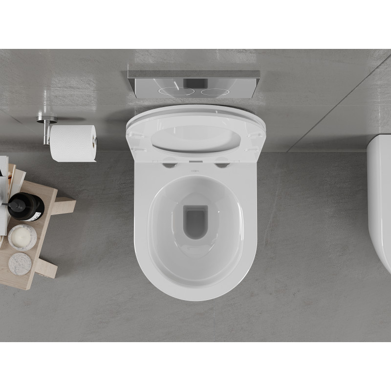 Mexen Carmen WC mísa Rimless s pomalu sklápějícím slim sedátkem, duroplast, bílý lesk - 30880300