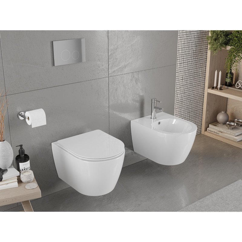 Mexen Carmen WC mísa Rimless s pomalu klesající deskou slim, duroplast, bílý lesk - 30880400