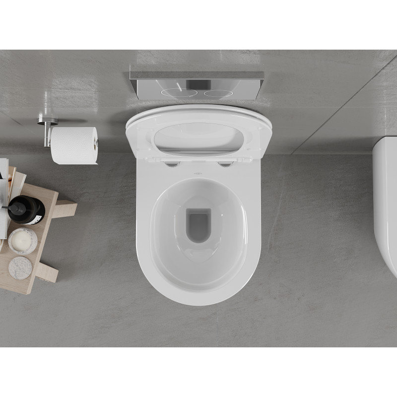 Mexen Carmen WC mísa Rimless s pomalu klesající deskou slim, duroplast, bílý lesk - 30880400