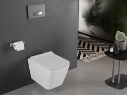 Mexen Cube wc mísa Rimless s pomalu sklopným slim sedátkem, duroplast, bílý lesk - 30924000
