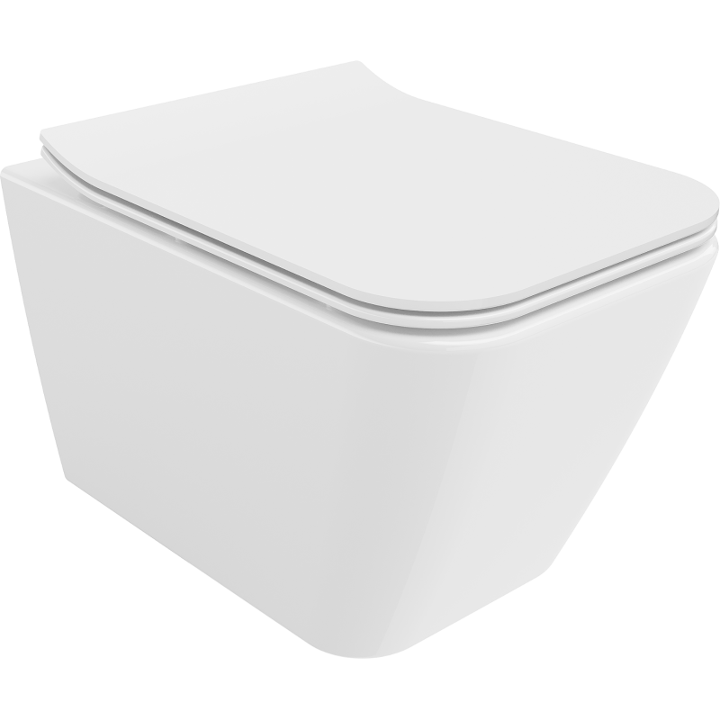 Mexen Cube WC mísa Rimless s pomalu padajícím sedátkem slim, duroplast, bílý lesk - 30924000