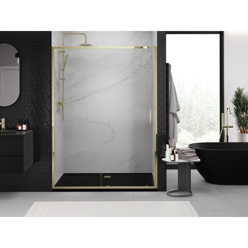 Mexen Exo-S posuvné sprchové dveře 180 cm, transparentní, zlaté - 8151-180-000-50-00