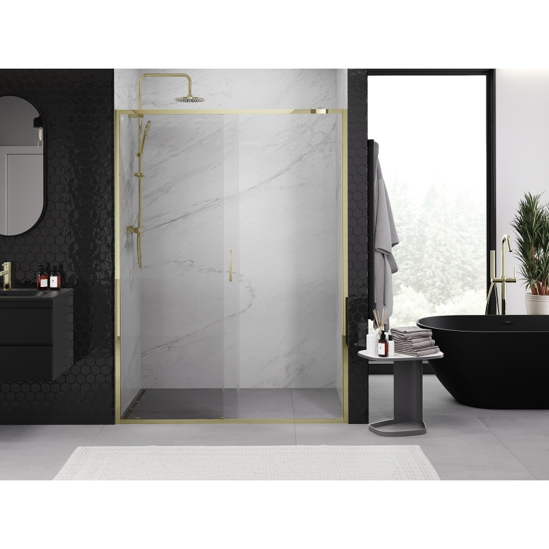 Mexen Exo-S posuvné sprchové dveře 180 cm, transparentní, zlaté - 8151-180-000-50-00
