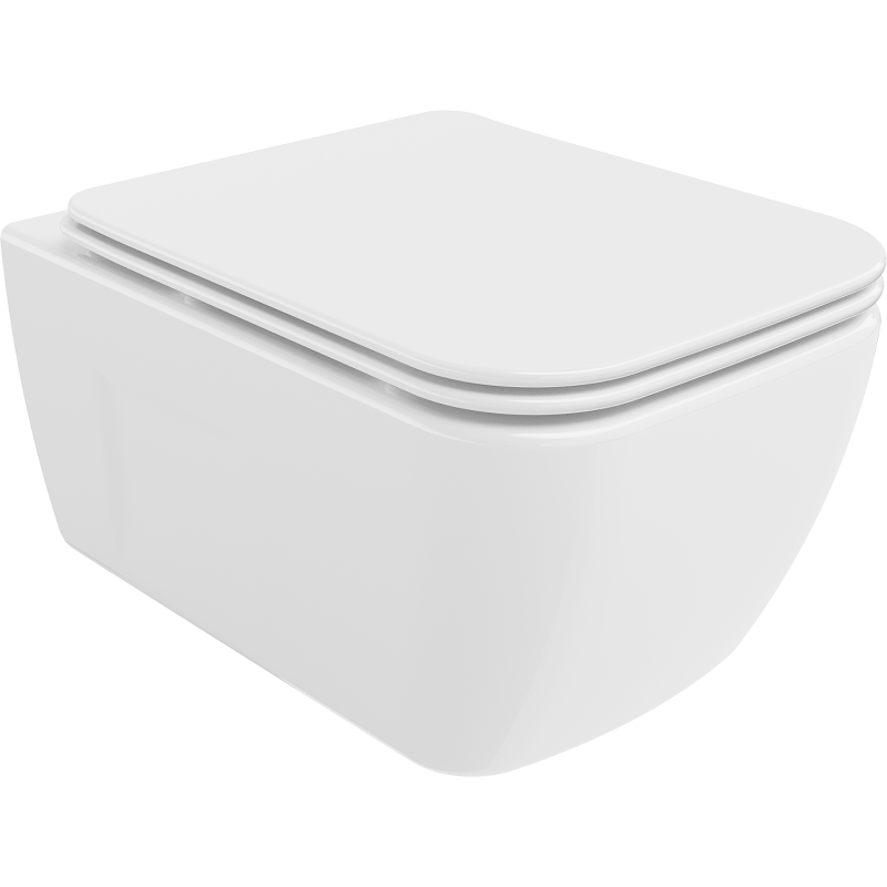 Mexen Margo WC mísa Rimless s pomalu zavírajícím slim duroplastovým sedátkem, bílý lesk - 30420900