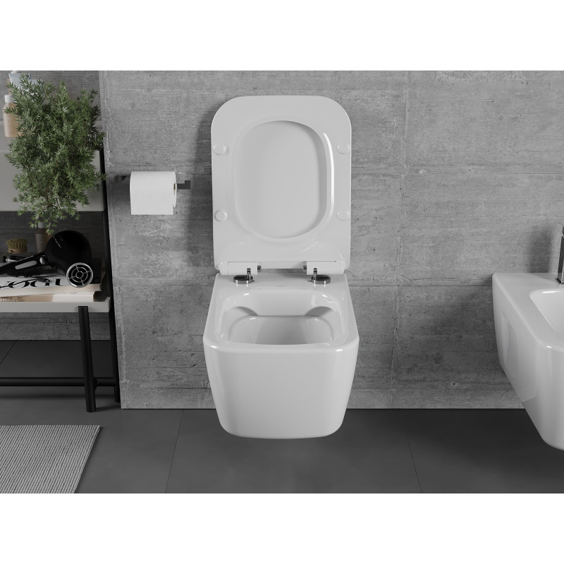 Mexen Margo WC mísa Rimless s pomalu uzavíratelným tenkým sedátkem, duroplast, bílý lesk - 30420800