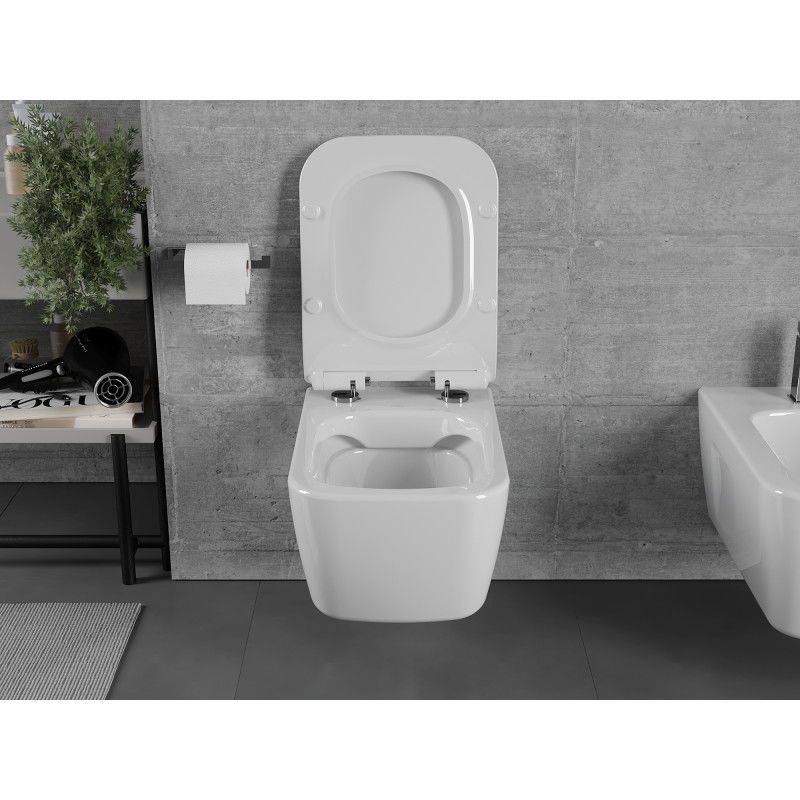 Mexen Margo WC mísa Rimless s pomalu zavírajícím slim sedátkem, duroplast, bílý lesk - 30420800