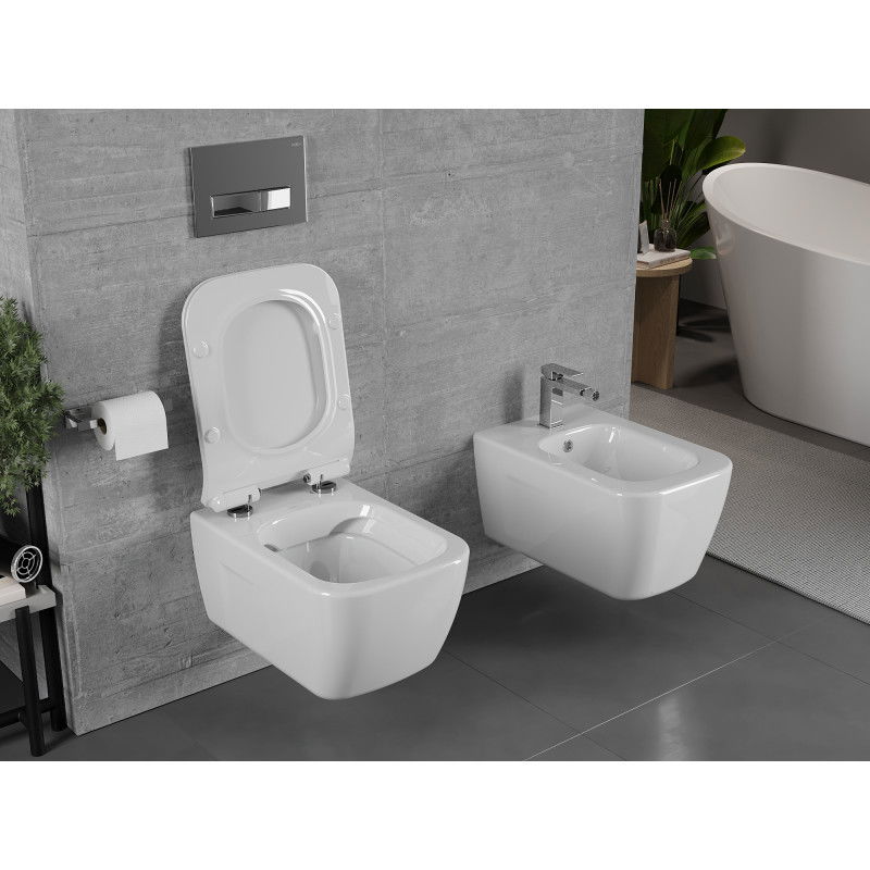 Mexen Margo WC mísa Rimless s pomalu zavírajícím slim sedátkem, duroplast, bílý lesk - 30420800